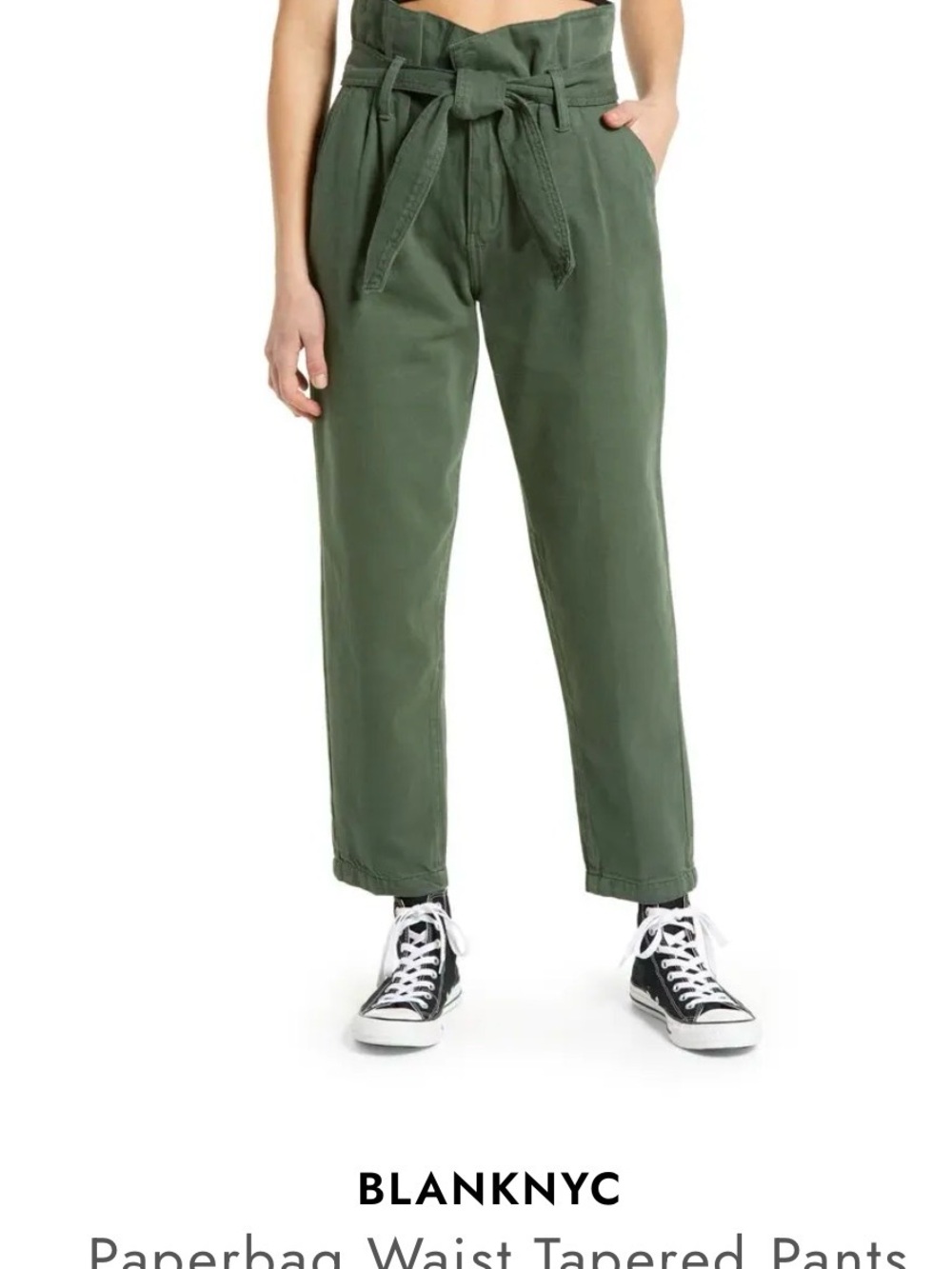 Blank NYC Olive Paperbag Tie-Waist Tapered Pants